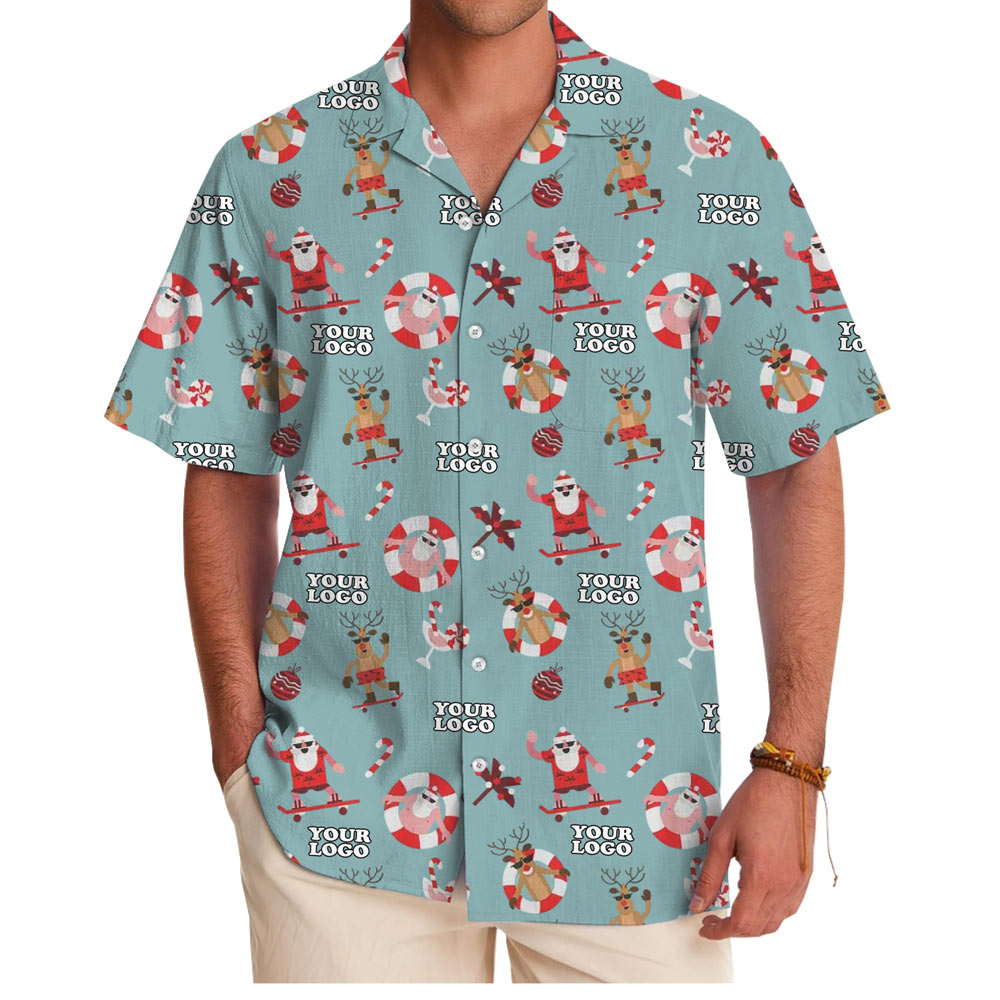 [Live Preview] Custom Logo Santa’s Winter Playtime Hawaiian Shirt - variant image 1