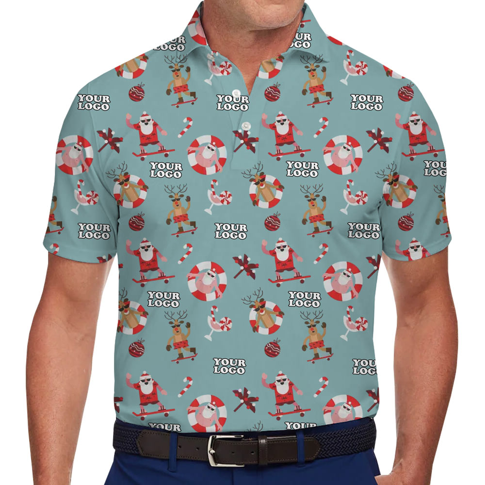 [Live Preview] Custom Logo Santa’s Winter Playtime Polo Shirt - variant image 1