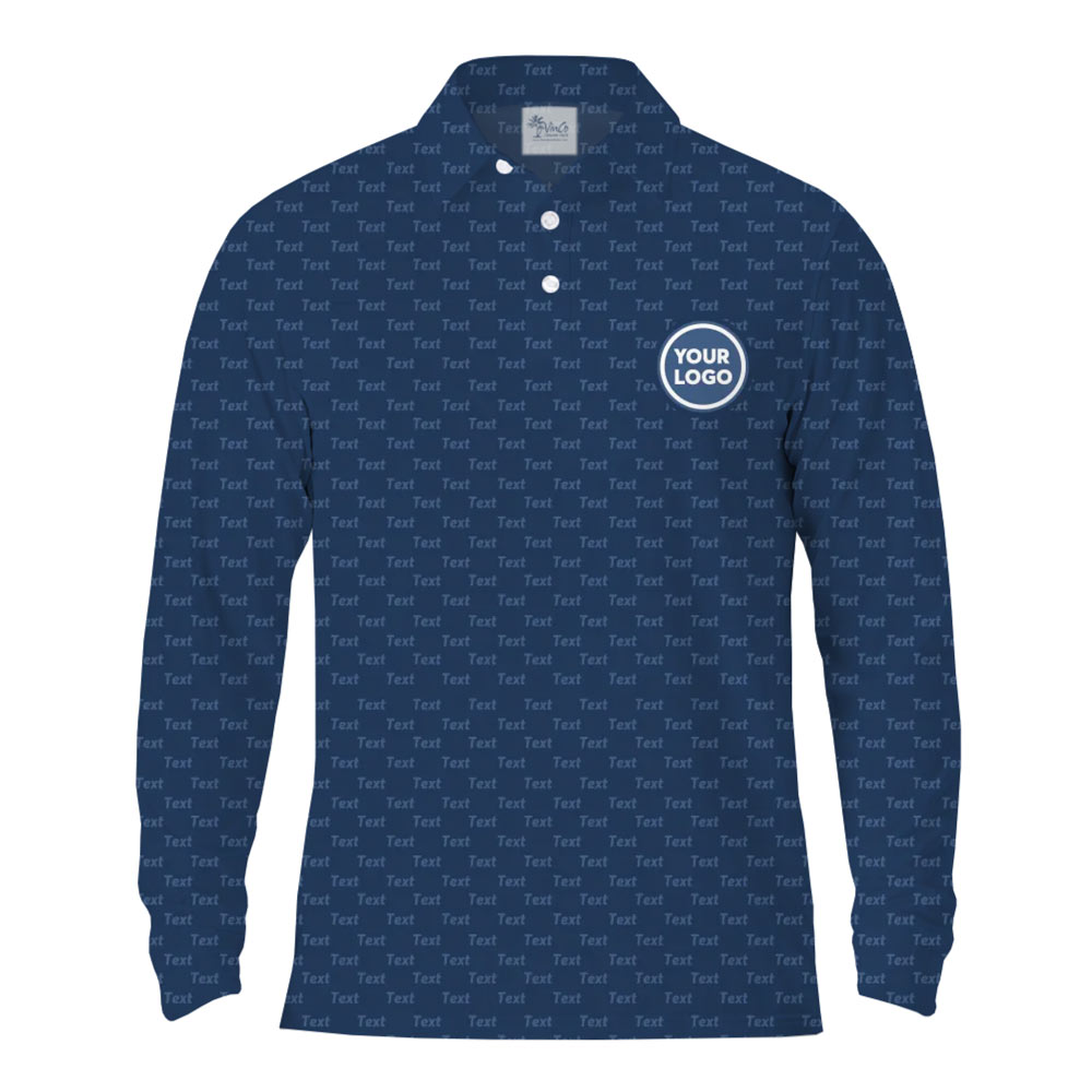 Long Sleeves Custom Logo Text And Color Collared Polo Shirt