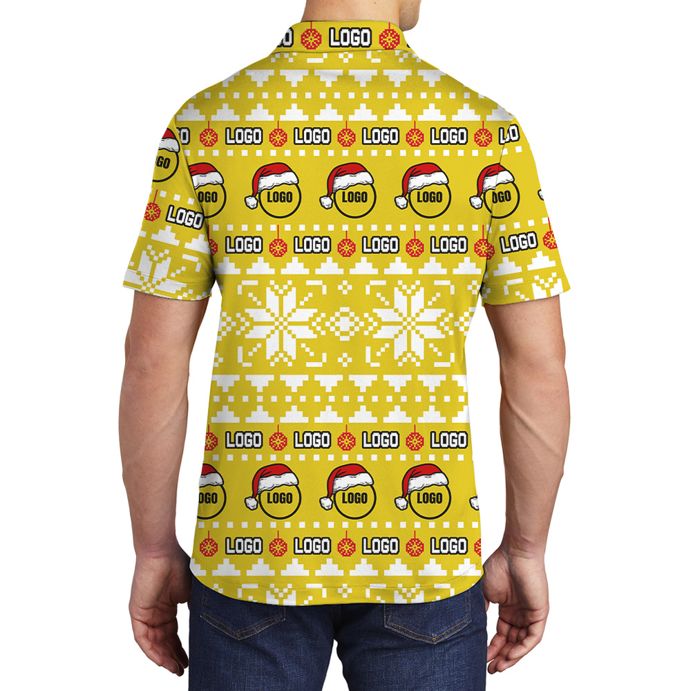 Santa Logo Christmas Knit Style Custom Polo Shirt