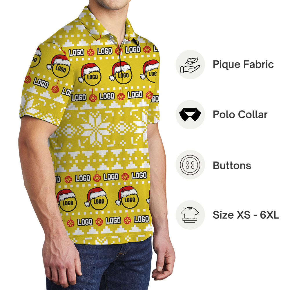 Santa Logo Christmas Knit Style Custom Polo Shirt