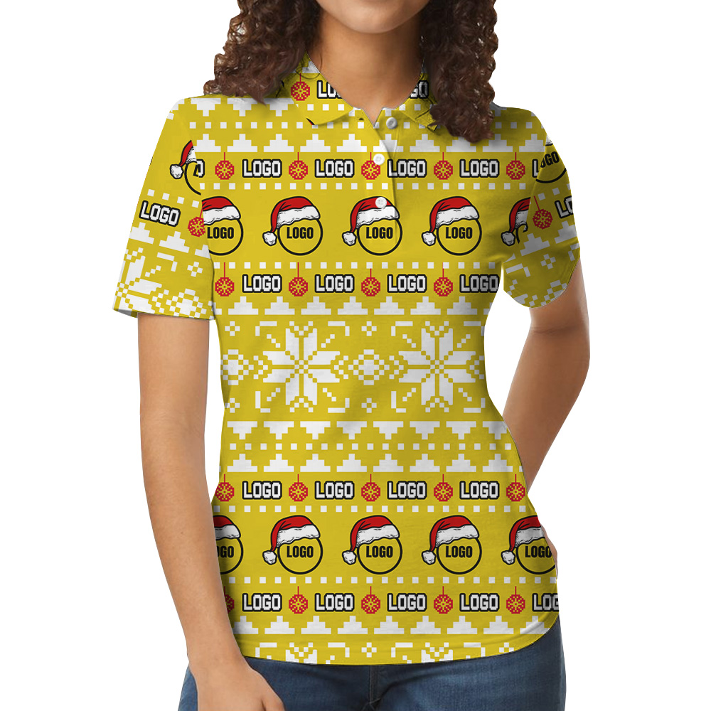 Santa Logo Christmas Knit Style Custom Polo Shirt