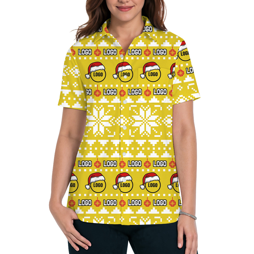 Santa Logo Christmas Knit Style Custom Hawaiian Shirt