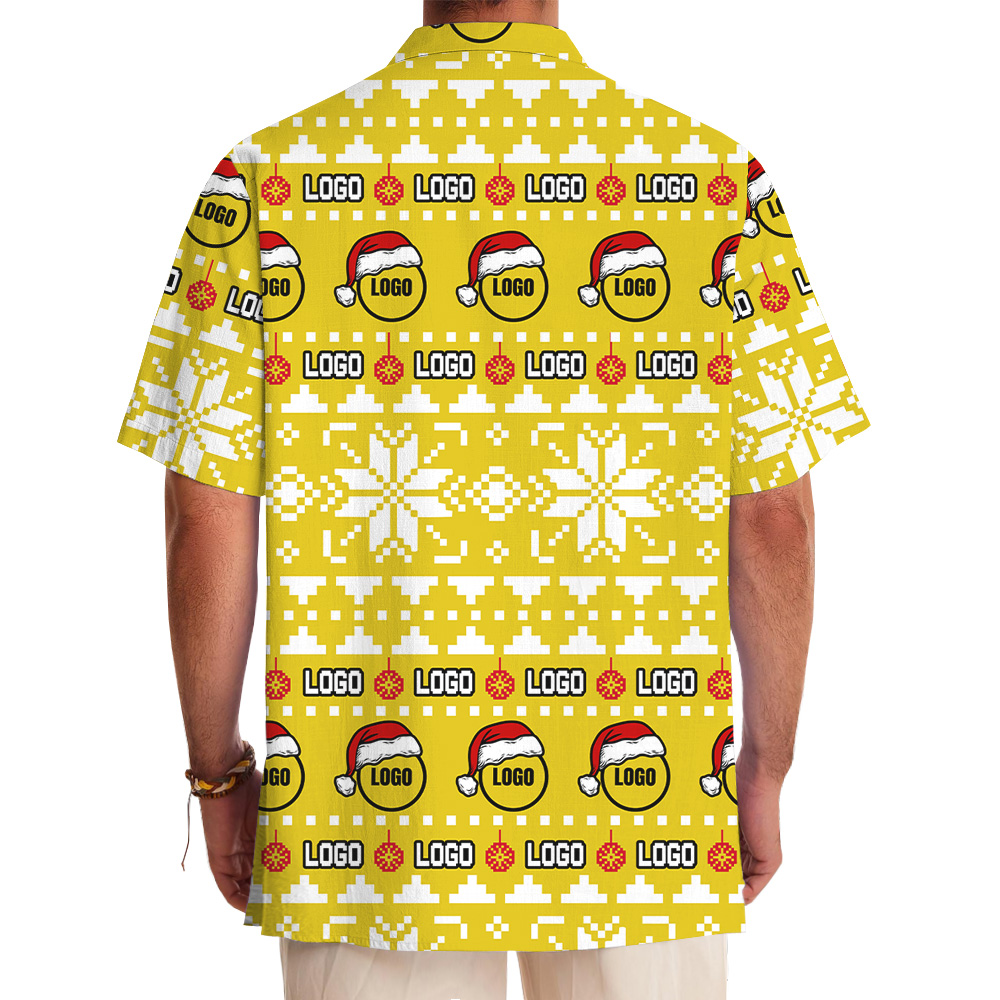 Santa Logo Christmas Knit Style Custom Hawaiian Shirt