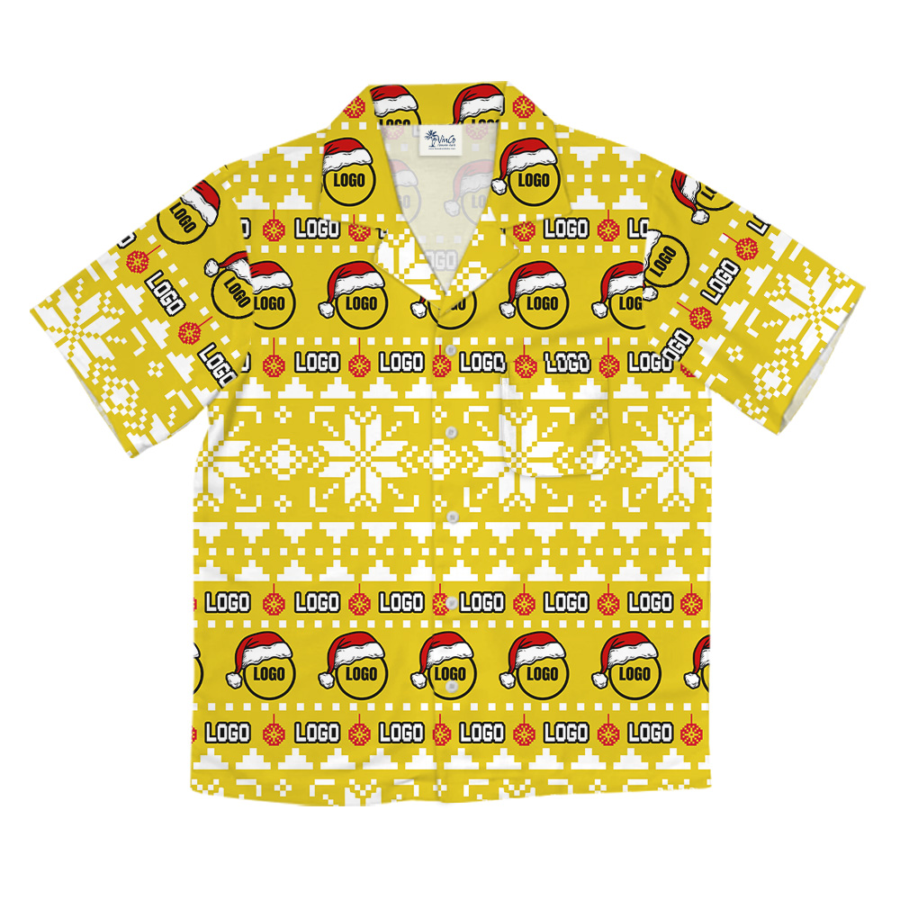 Santa Logo Christmas Knit Style Custom Hawaiian Shirt