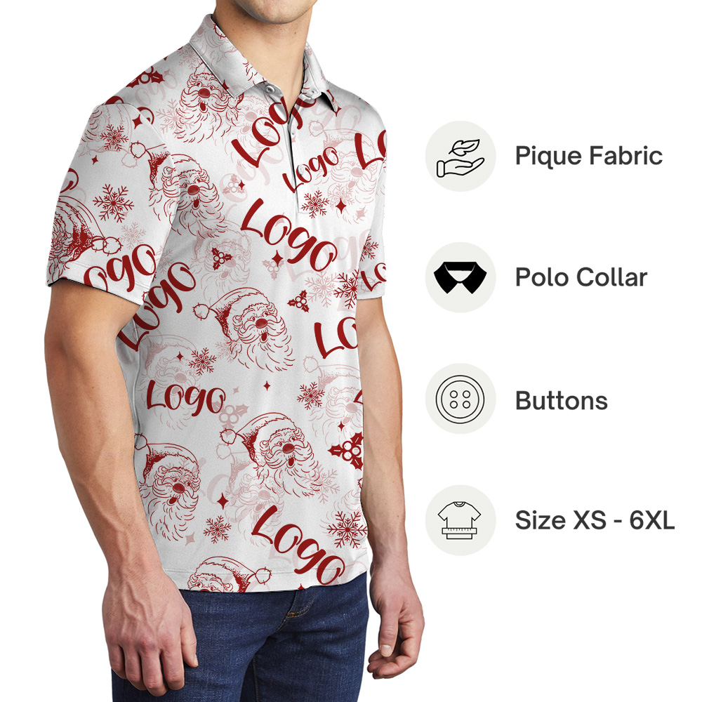 Vintage Jolly Santa Christmas Polo Shirt