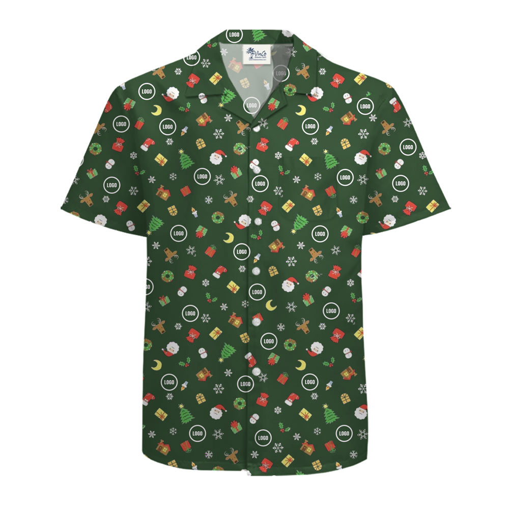 [Live Preview] Festive Custom Logo Christmas Holiday Hawaiian Shirt