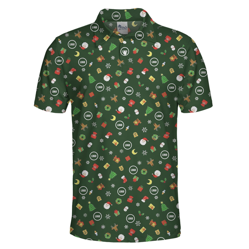 [Live Preview] Festive Custom Logo Christmas Holiday Polo Shirt