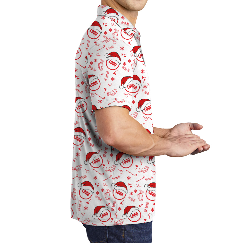 Merry Santa Golf Custom Logo Christmas Polo Shirt