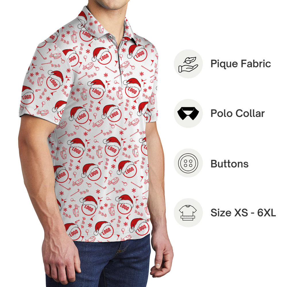 Merry Santa Golf Custom Logo Christmas Polo Shirt