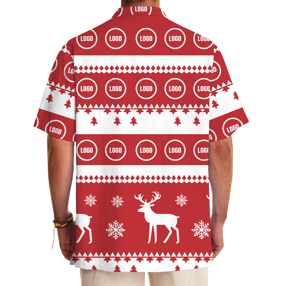 Reindeer Stripe And Snowflake Hawaiian Shirt Christmas Custom Logo