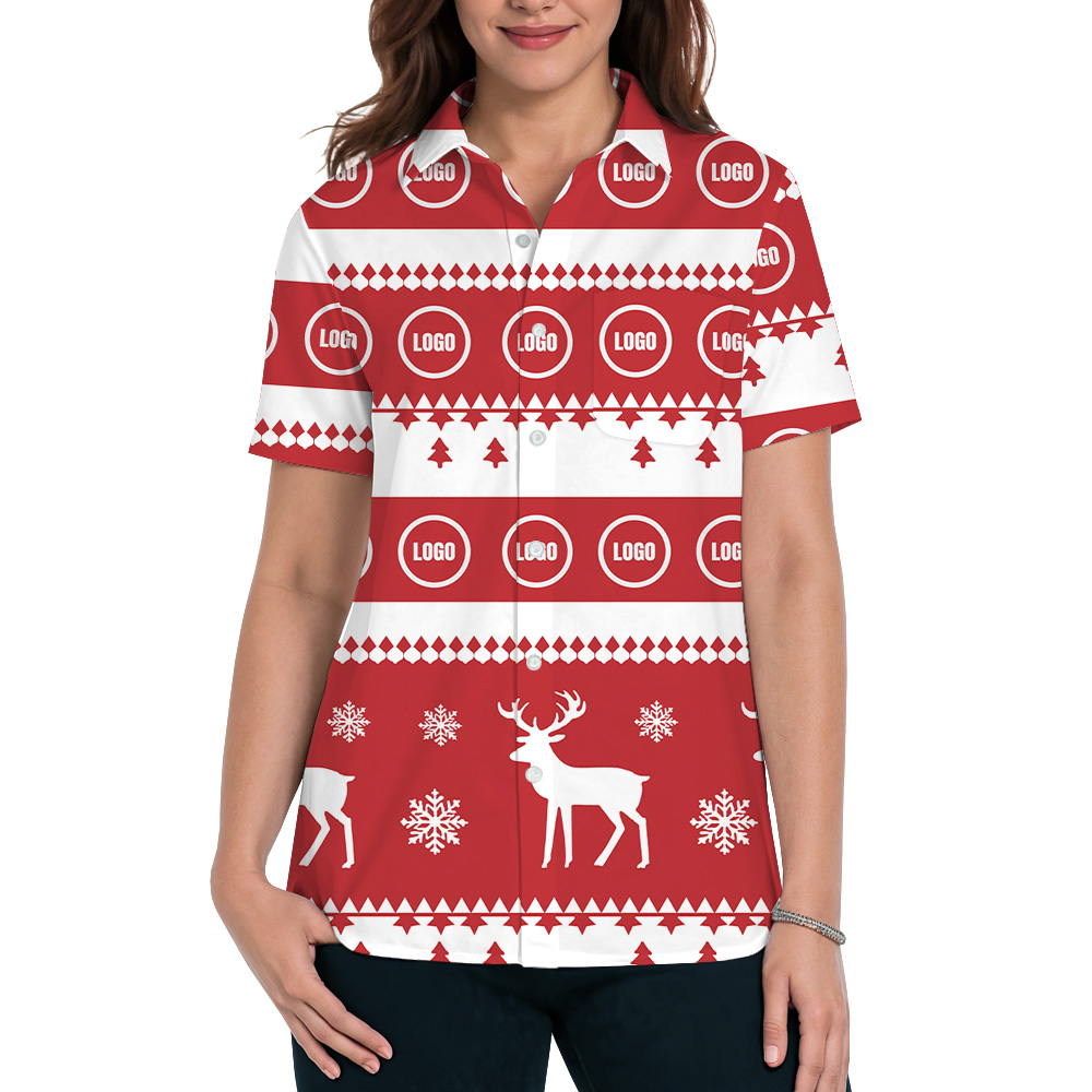 Reindeer Stripe And Snowflake Hawaiian Shirt Christmas Custom Logo