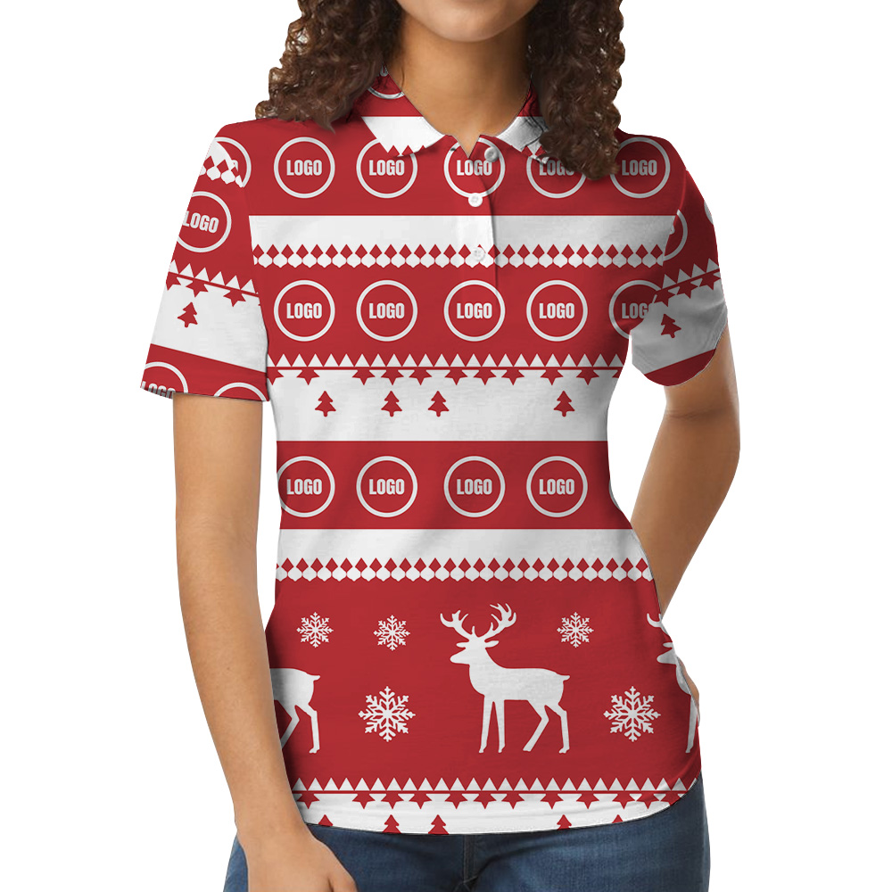Reindeer Stripe And Snowflake Polo Shirt Christmas Custom Logo