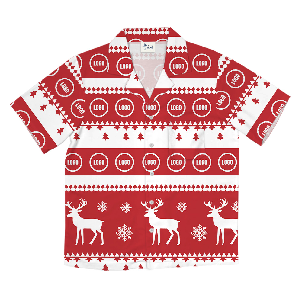 Reindeer Stripe And Snowflake Hawaiian Shirt Christmas Custom Logo