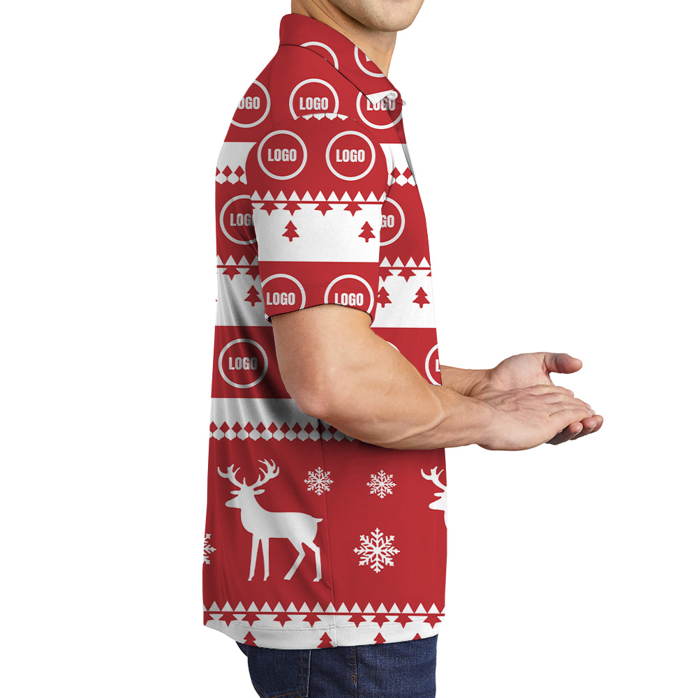 Reindeer Stripe And Snowflake Polo Shirt Christmas Custom Logo
