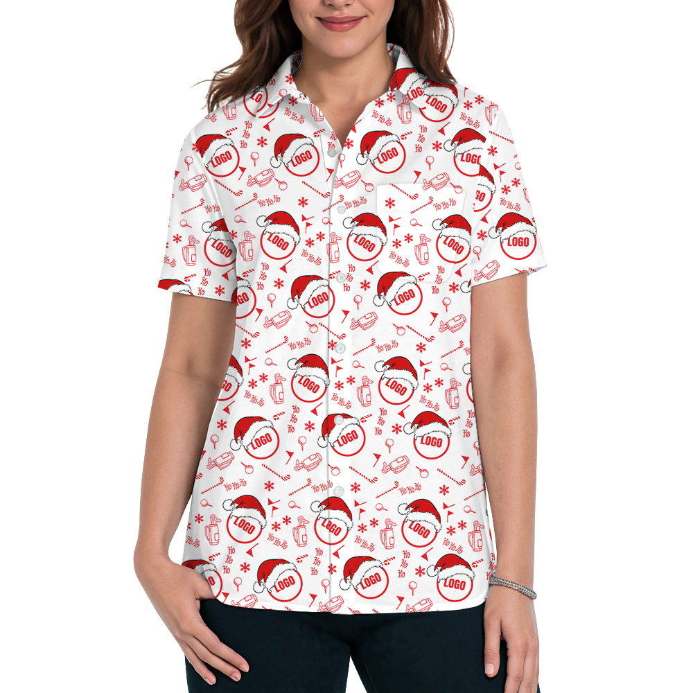 Merry Santa Golf Custom Logo Christmas Hawaiian Shirt