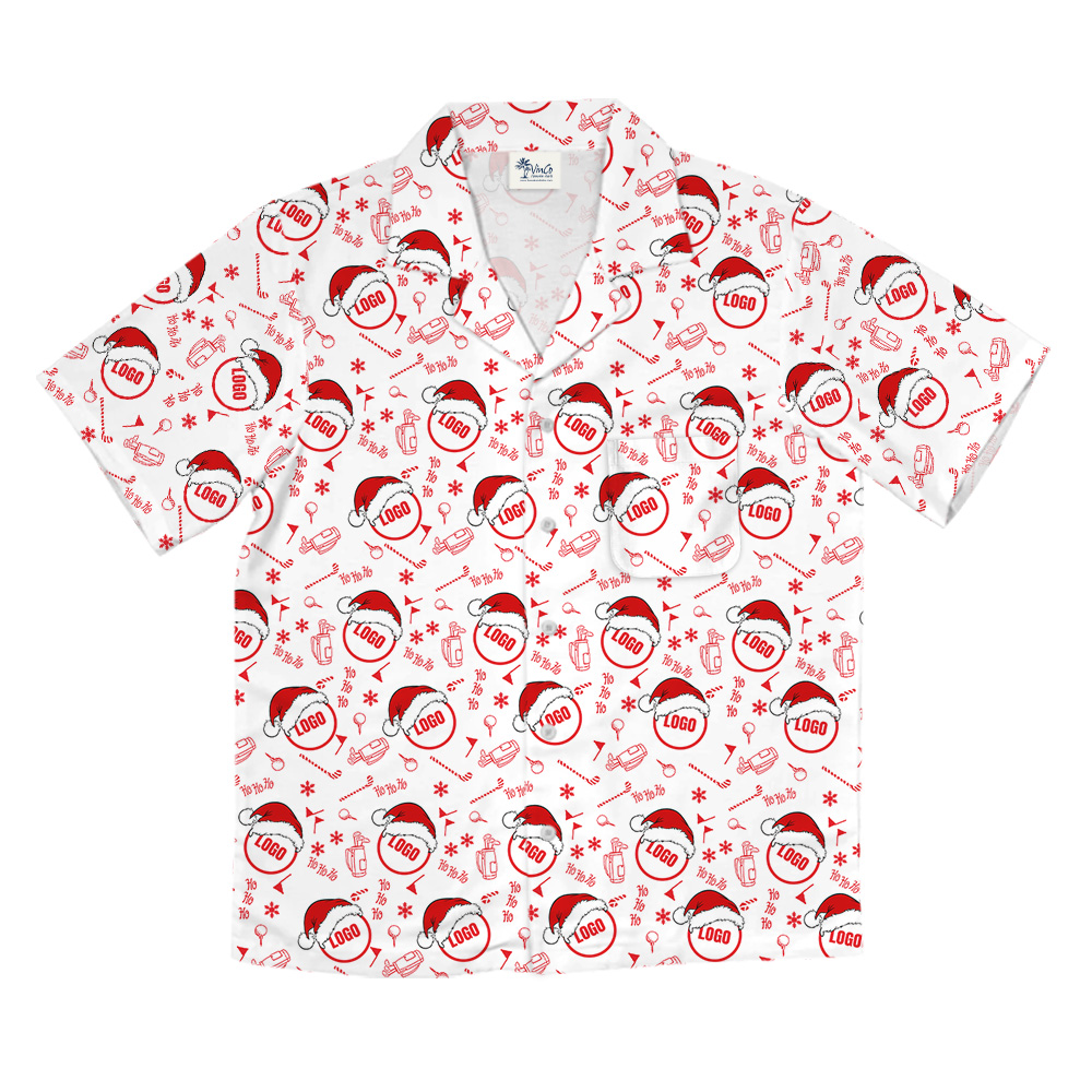 Merry Santa Golf Custom Logo Christmas Hawaiian Shirt