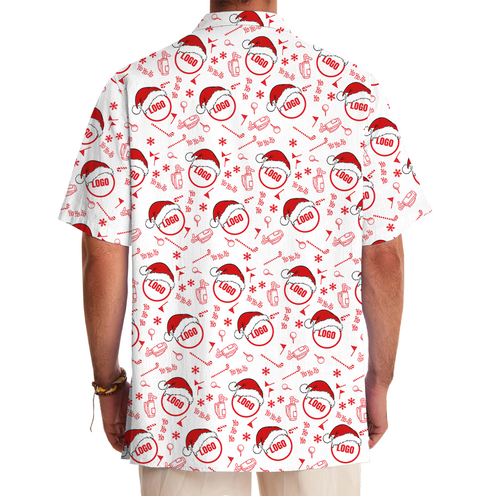 Merry Santa Golf Custom Logo Christmas Hawaiian Shirt