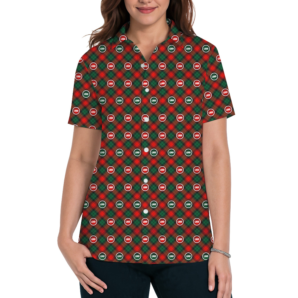 Christmas Red Plaid Custom Logo Hawaiian Shirt