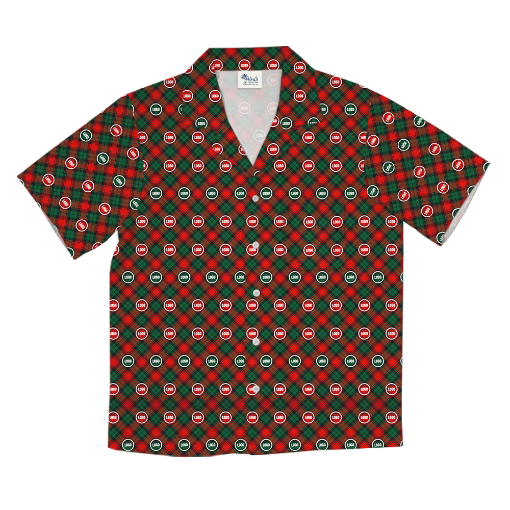 Christmas Red Plaid Custom Logo Hawaiian Shirt
