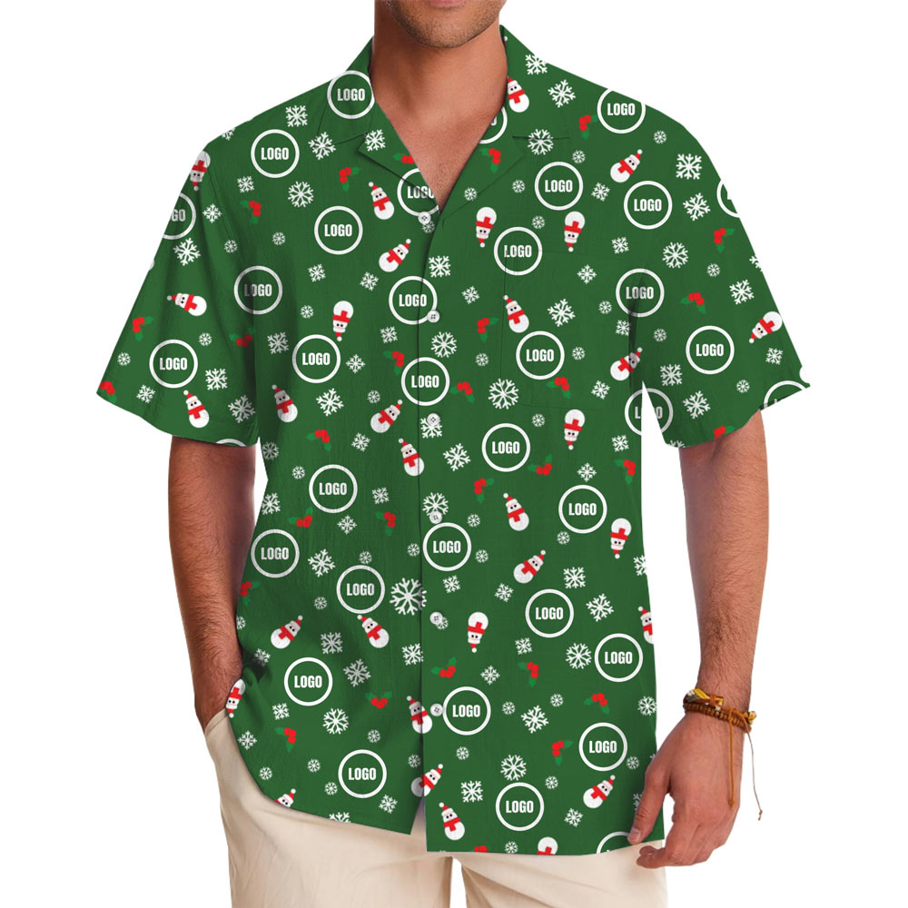 [Live Preview] Cozy Snowman Christmas Custom Logo Hawaiian Shirt - variant image 1
