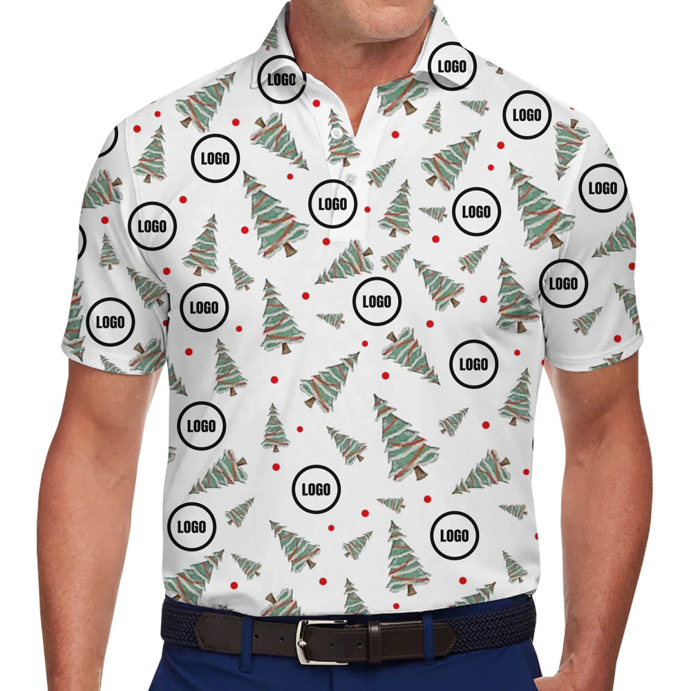 [Live Preview] Decorated Christmas Tree Polo Shirt Custom Logo - variant image 1