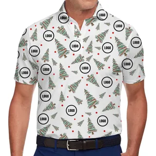 [Live Preview] Decorated Christmas Tree Polo Shirt Custom Logo