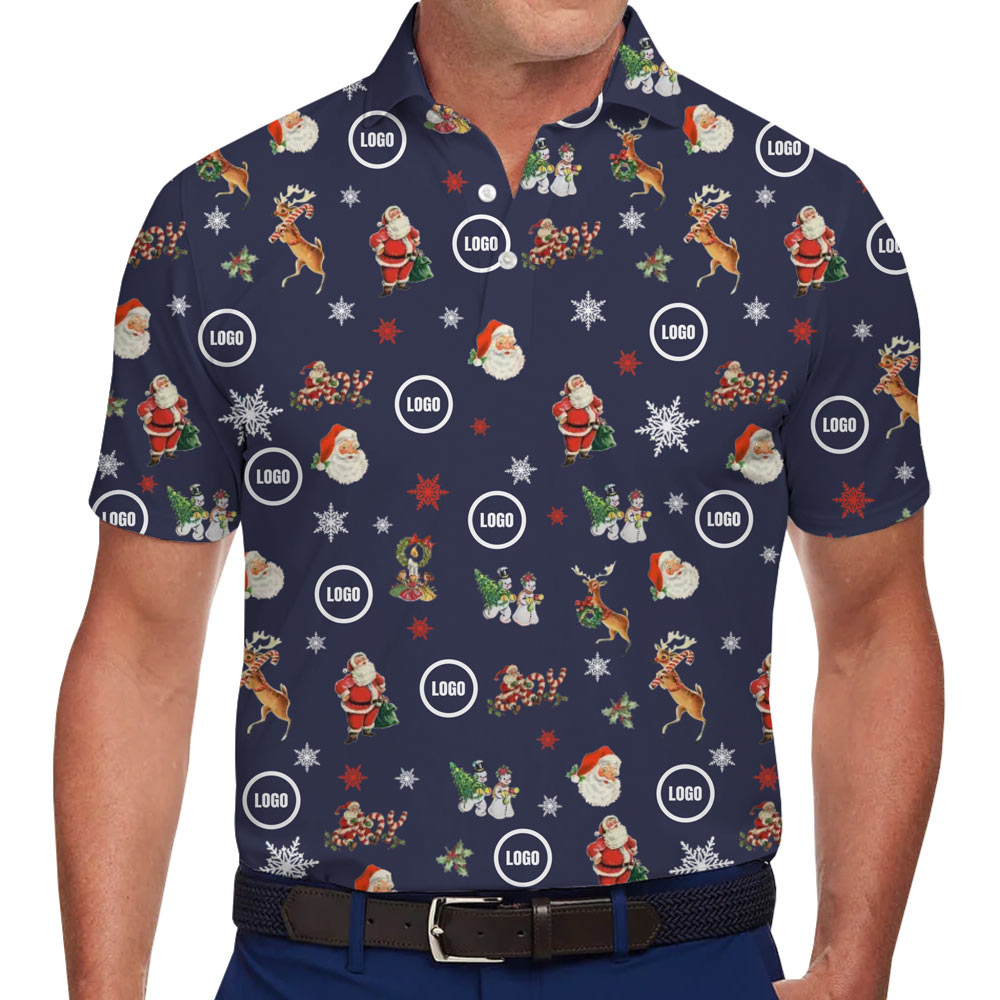 [Live Preview] Santa And Snow Couple Christmas Custom Logo Polo Shirt - variant image 1