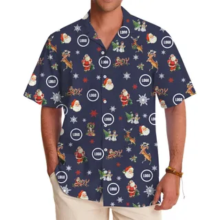 [Live Preview] Santa And Snow Couple Christmas Custom Logo Hawaiian Shirt