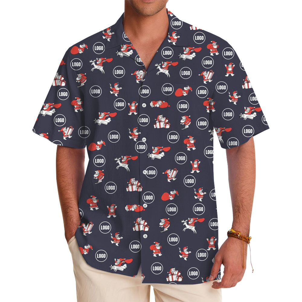[Live Preview] Santa Activities Christmas Custom Logo Hawaiian Shirt - variant image 1
