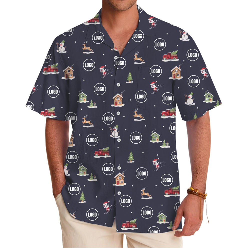 [Live Preview] Warm Air Christmas Custom Logo Hawaiian Shirt - variant image 1