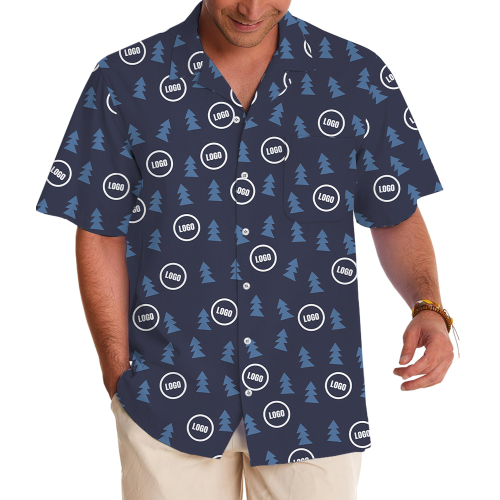 Multi Color Christmas Tree Forest Custom Logo Hawaiian Shirt - variant image 1