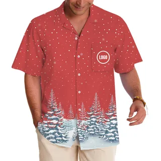 Snowfall Winter Forest Custom Logo Hawaiian Shirt Christmas
