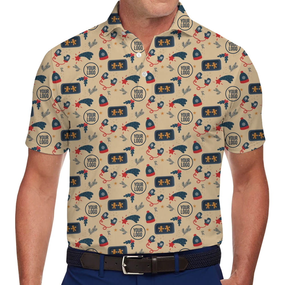 [Live Preview] Gingerbread Polo Christmas Custom Logo Shirt - variant image 1