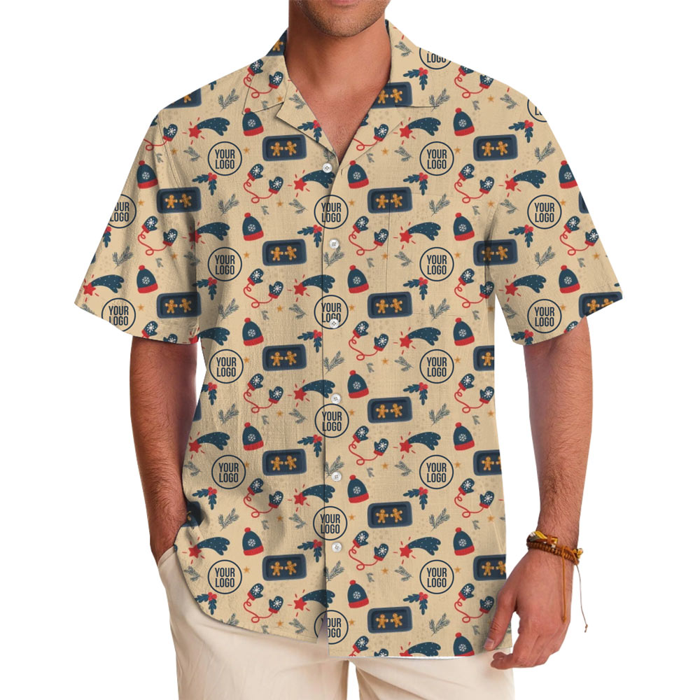 [Live Preview] Gingerbread Christmas Custom Logo Hawaiian Shirt - variant image 1