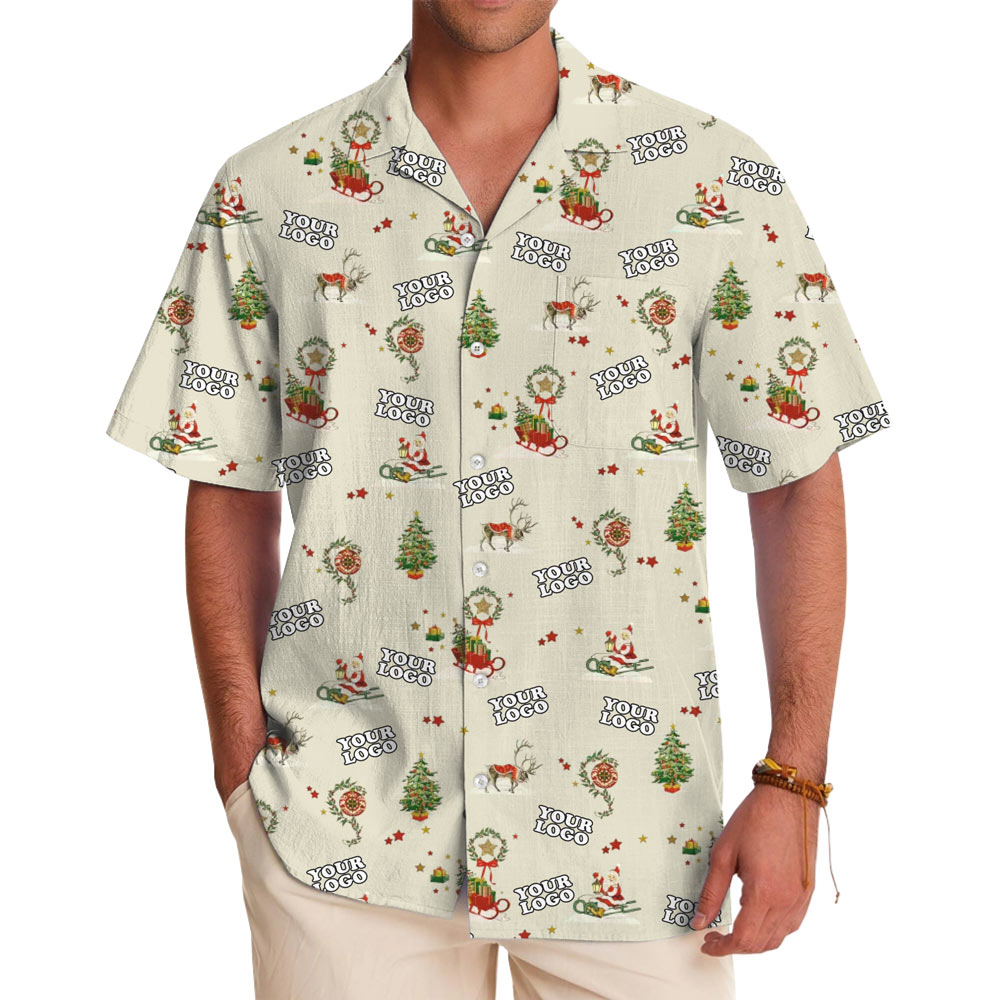 [Live Preview] Custom Logo Vintage Christmas Hawaiian Shirt - variant image 1