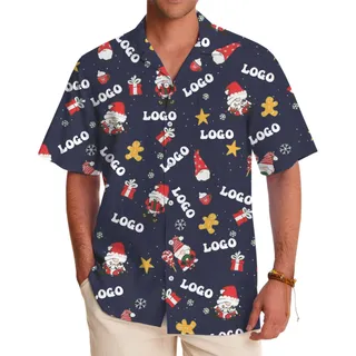 [Live Preview] Christmas Gnome Custom Logo Hawaiian Shirt
