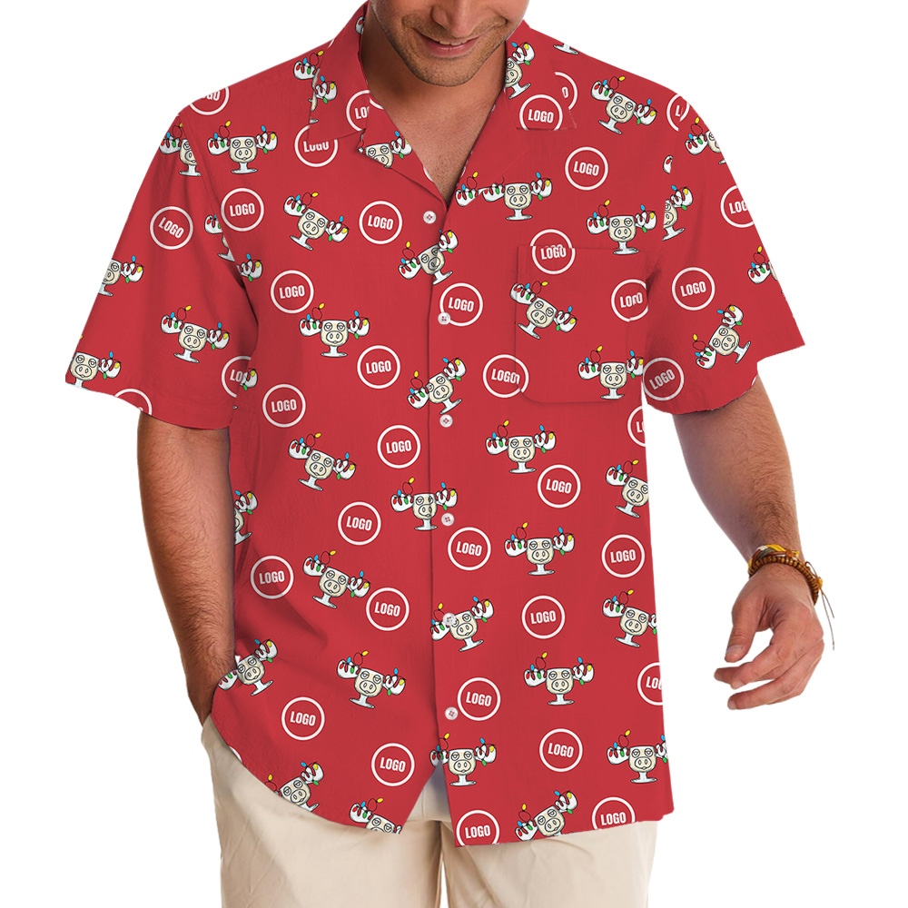 Christmas Eggnog Moose Mug Custom Logo Button Shirt - variant image 1