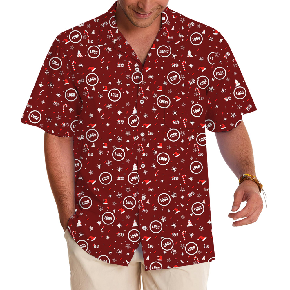 Custom Company Logo Christmas Icons Button Shirt - variant image 1