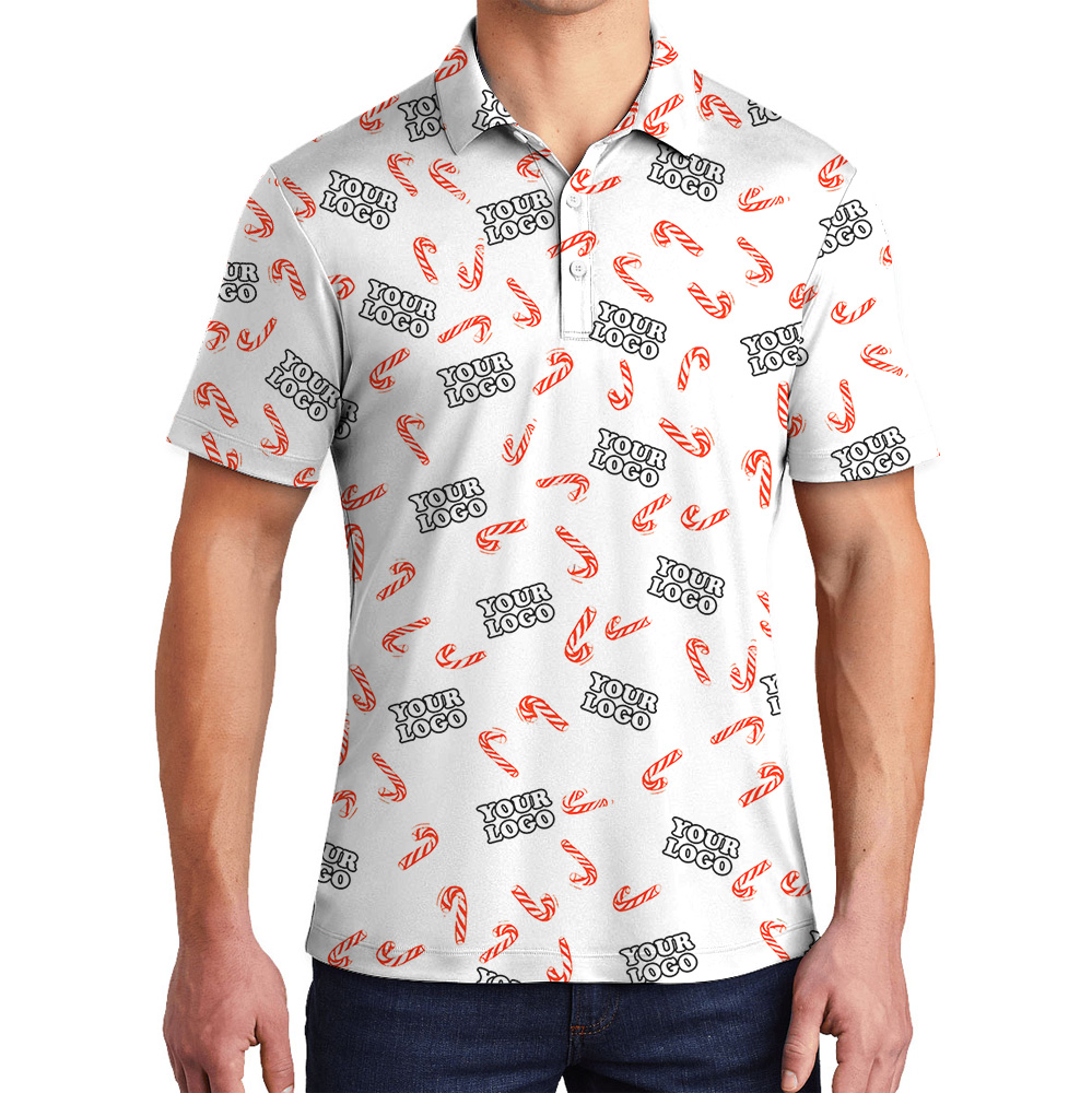 Christmas Candy Cane Polo Shirt With Custom Logo - variant image 1