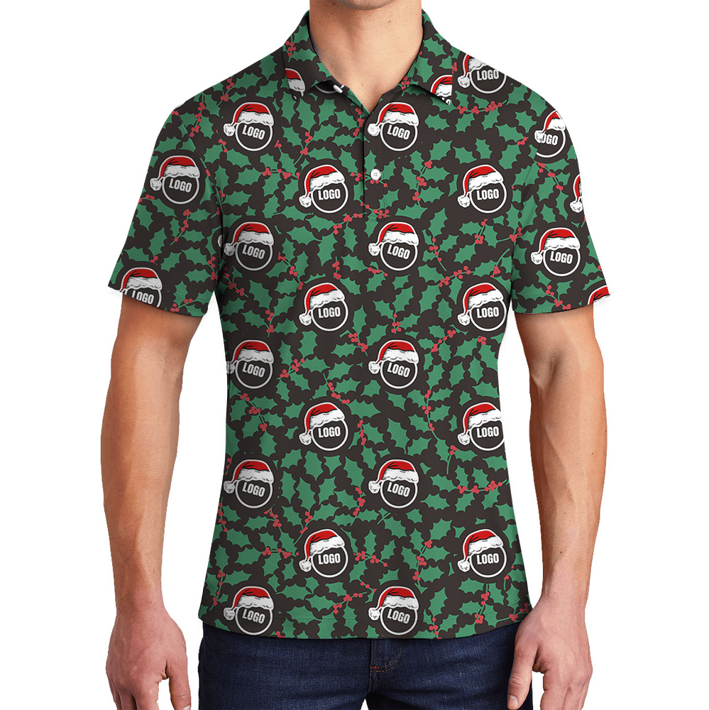 Custom Logo Christmas Holly Polo Shirt - variant image 1