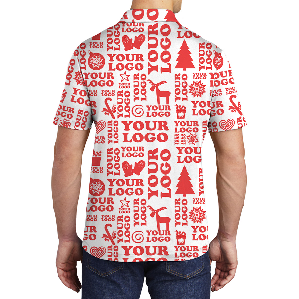 Custom Logo Festive Red Christmas Holiday Polo Shirt