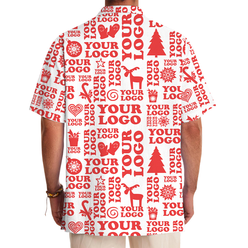 Custom Logo Festive Red Christmas Hawaiian Holiday Shirt