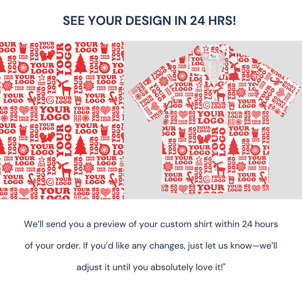 Custom Logo Festive Red Christmas Hawaiian Holiday Shirt