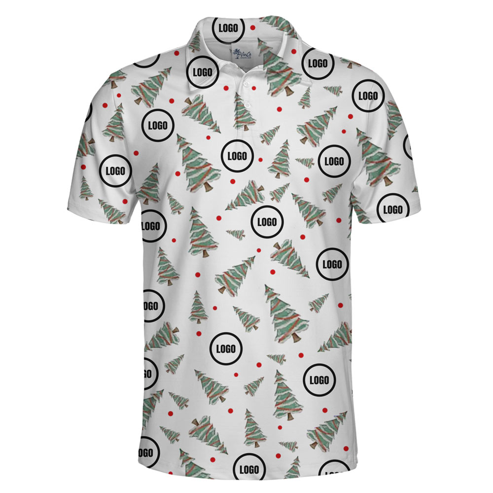 [Live Preview] Decorated Christmas Tree Polo Shirt Custom Logo