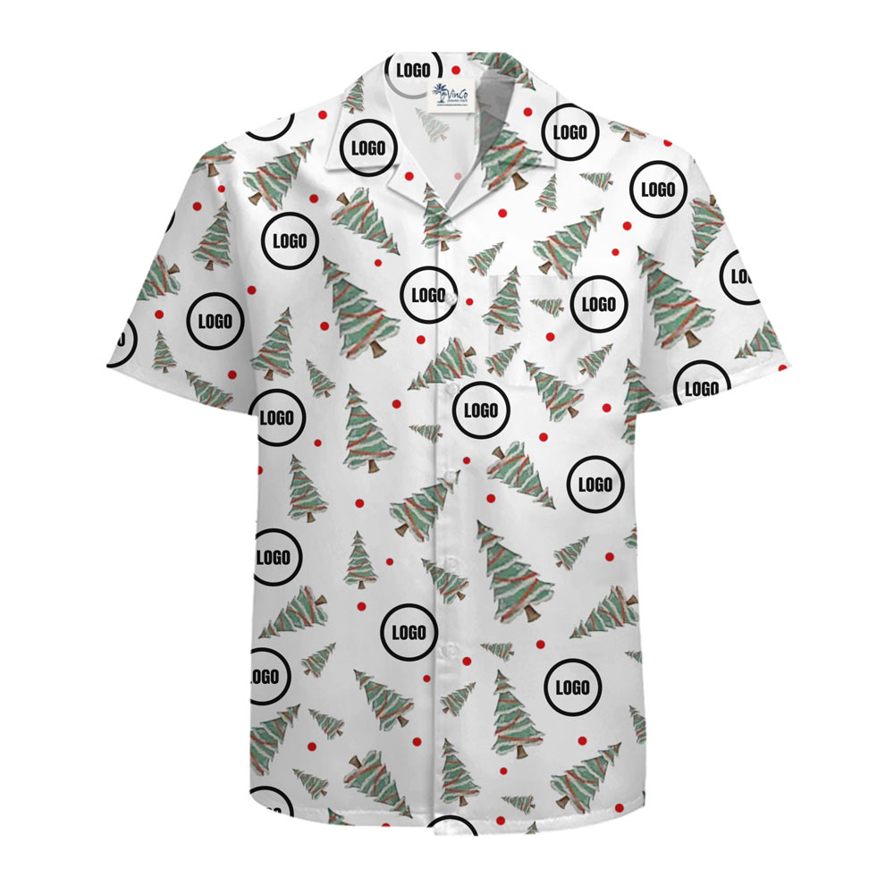 [Live Preview] Decorated Christmas Tree Custom Logo Hawaiian Shirt