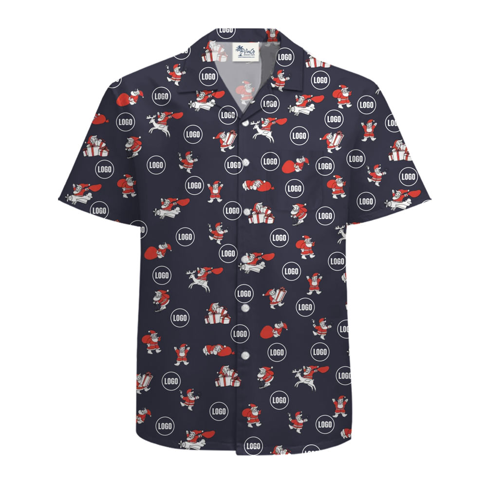 [Live Preview] Santa Activities Christmas Custom Logo Hawaiian Shirt