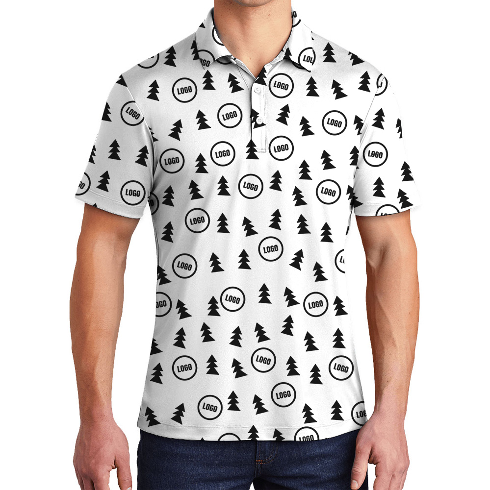 Multi Color Christmas Tree Forest Custom Logo Polo Shirt
