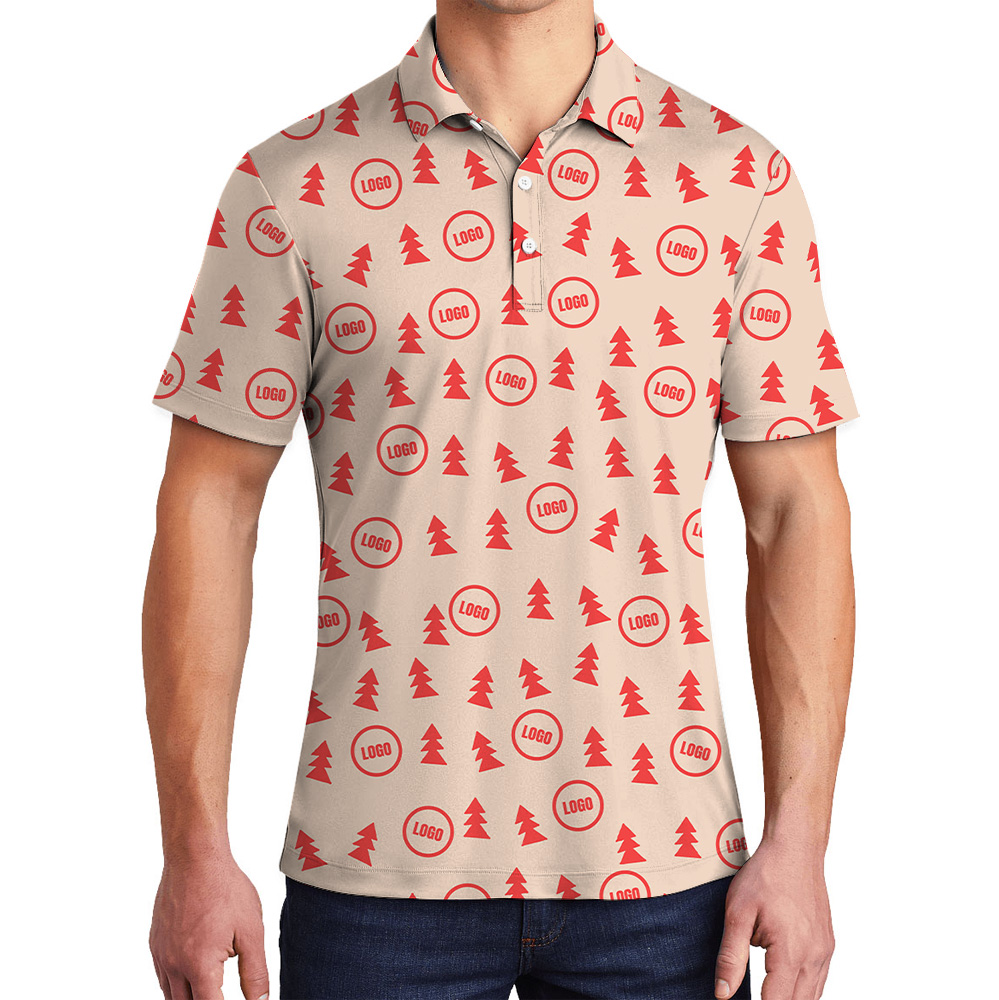 Multi Color Christmas Tree Forest Custom Logo Polo Shirt