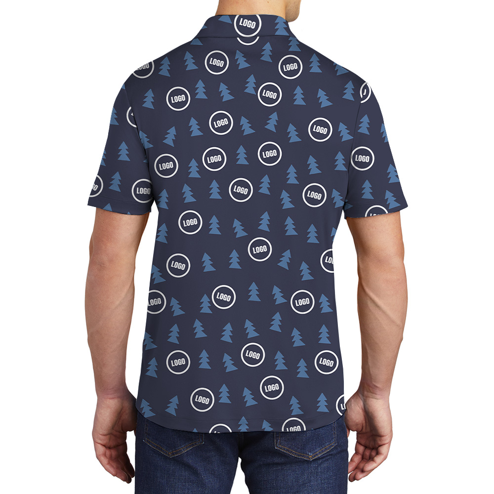 Multi Color Christmas Tree Forest Custom Logo Polo Shirt